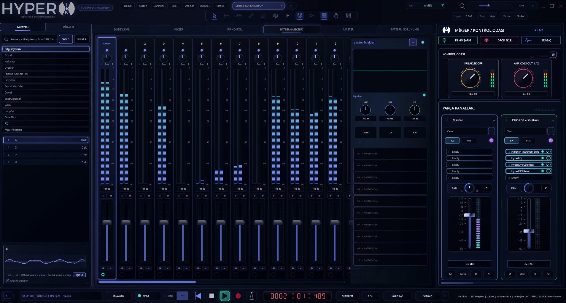 Hyperion DAW pattern mixer