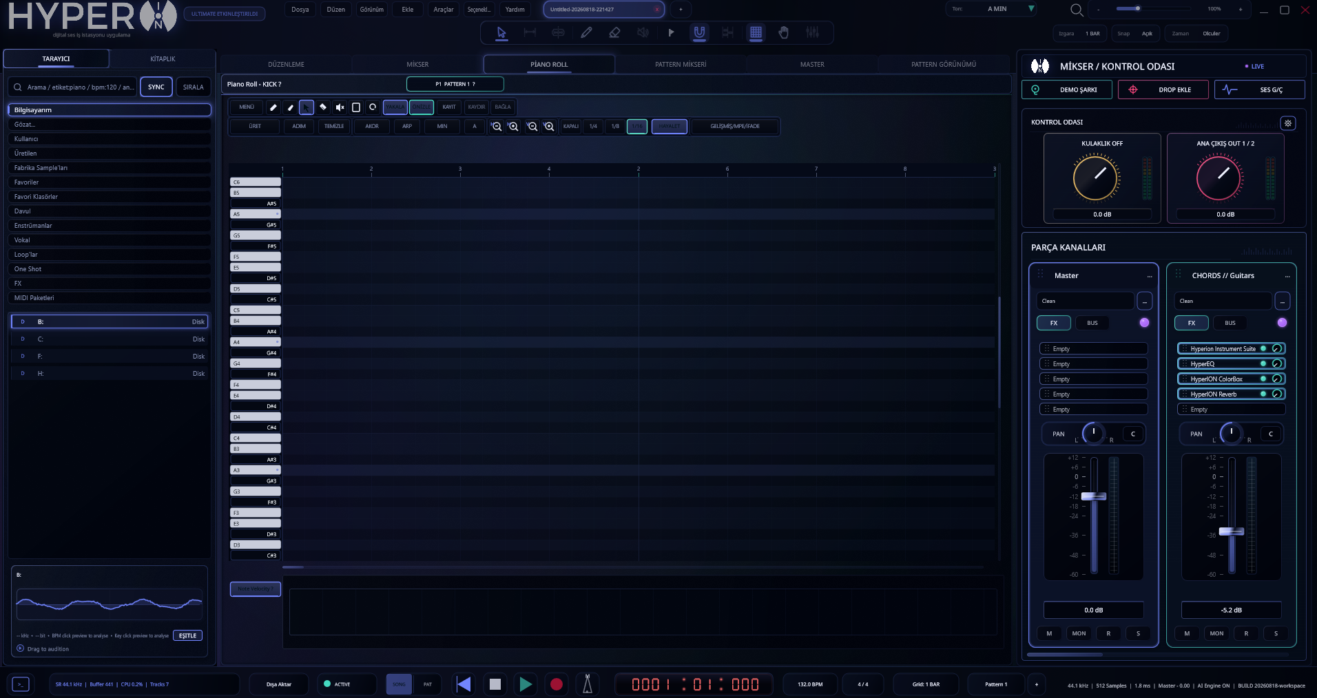 Hyperion DAW piano roll